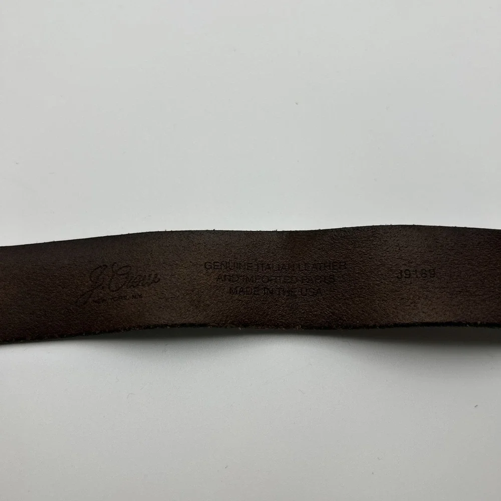 J Crew Italian Leather Belt Brown Roller Buckle J9189 Made In USA